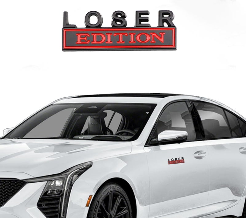 CARRUN 2 Pcs Loser Edition Emblem Car Side Rear Front Hood Trunk Door Badge 3D Decal Sticker for Car Truck SUV (Loser, Black Red) - Image 5
